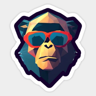 Cool Low Poly Chimpanzee wearing Sunglasses Sticker